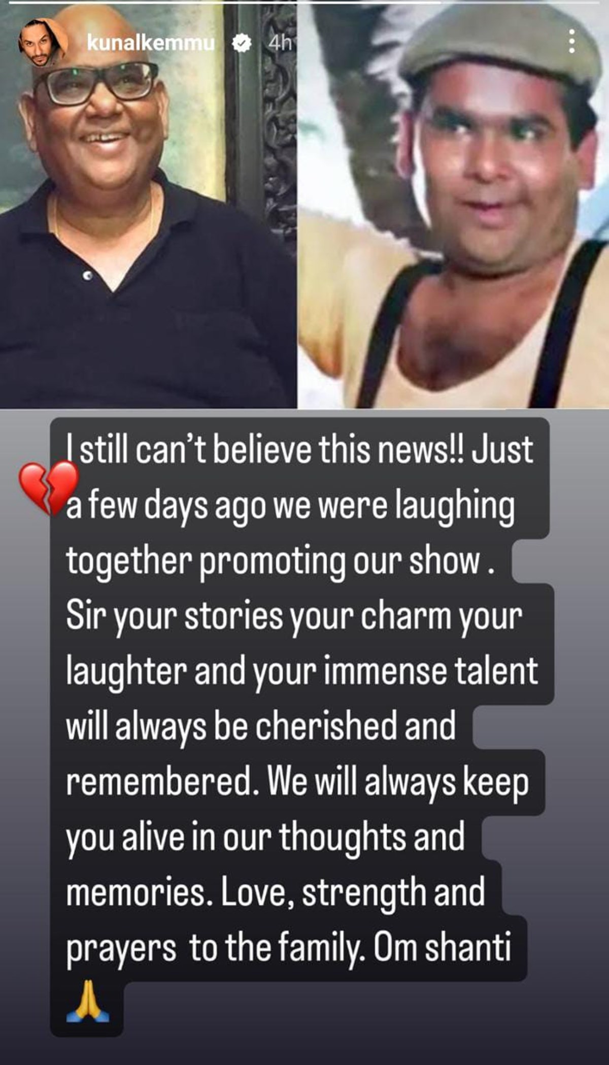 Kunal Kemmu remembers Pop Kaun costar Satish Kaushik ‘Just a few days