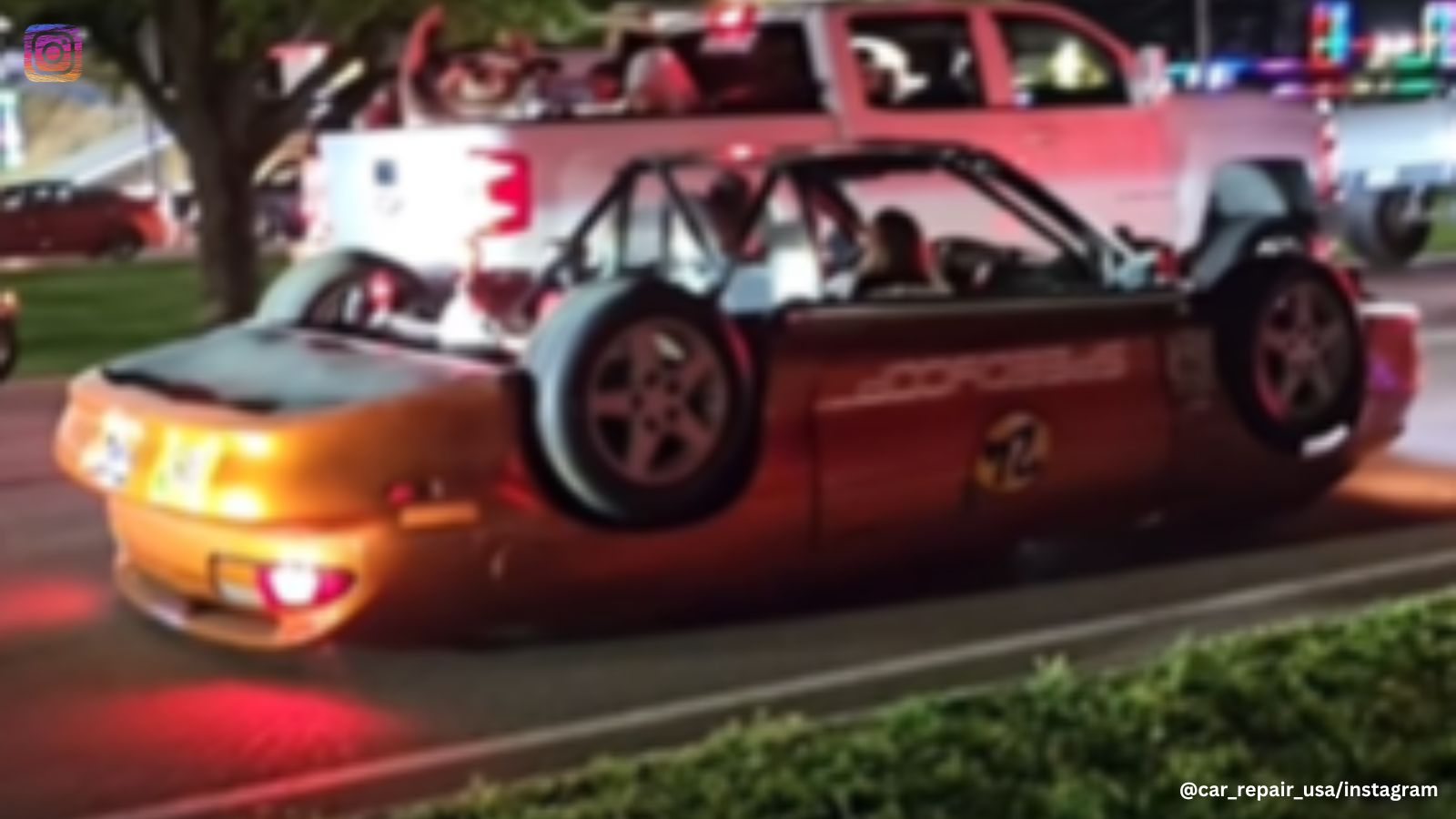 Batmobile gone wrong? Car with wheels upside down stuns the