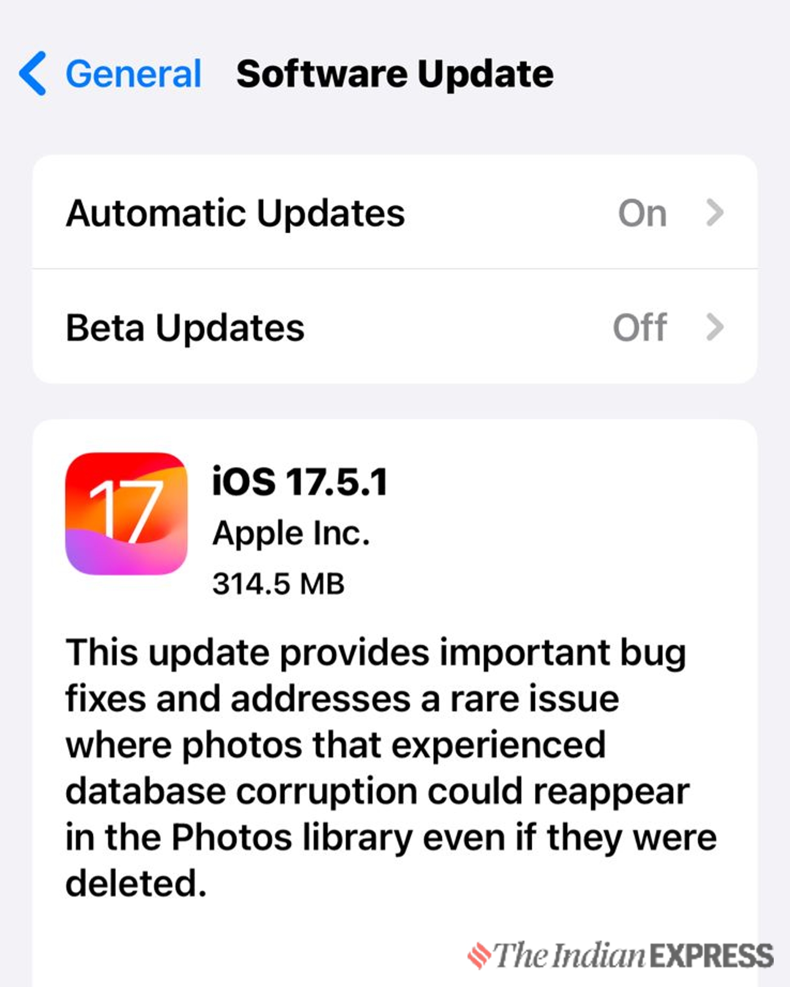 Apple addresses ‘rare issue’ with iOS 17.5.1 update Technology News The Indian Express