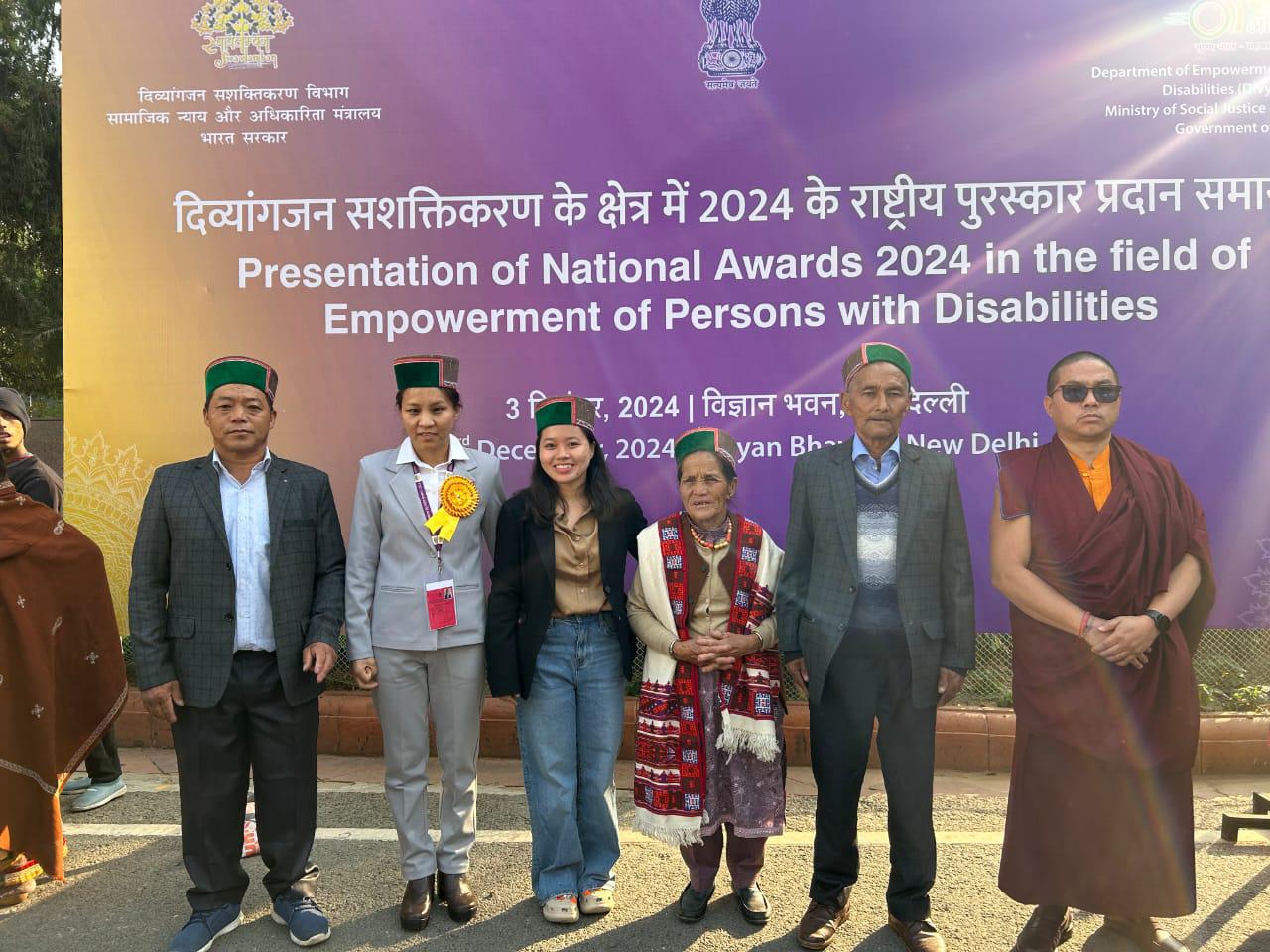 Chhonzin Angmo with her family during national award function in 2024.