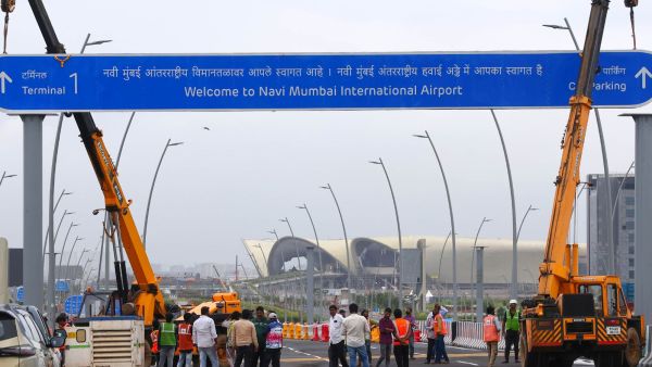 Navi Mumbai International Airport preparation in Navi Mumbai. (Express Photo by Narendra Vaskar)