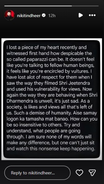 Dharmendra health update: Hospital employee, who leaked family’s video, being investigated; Nikitin Dheer, Farah Khan Ali call out ‘vultures’ invading family’s privacy